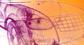 An abstract graphic depicting a three-dimensional sketch of a car.